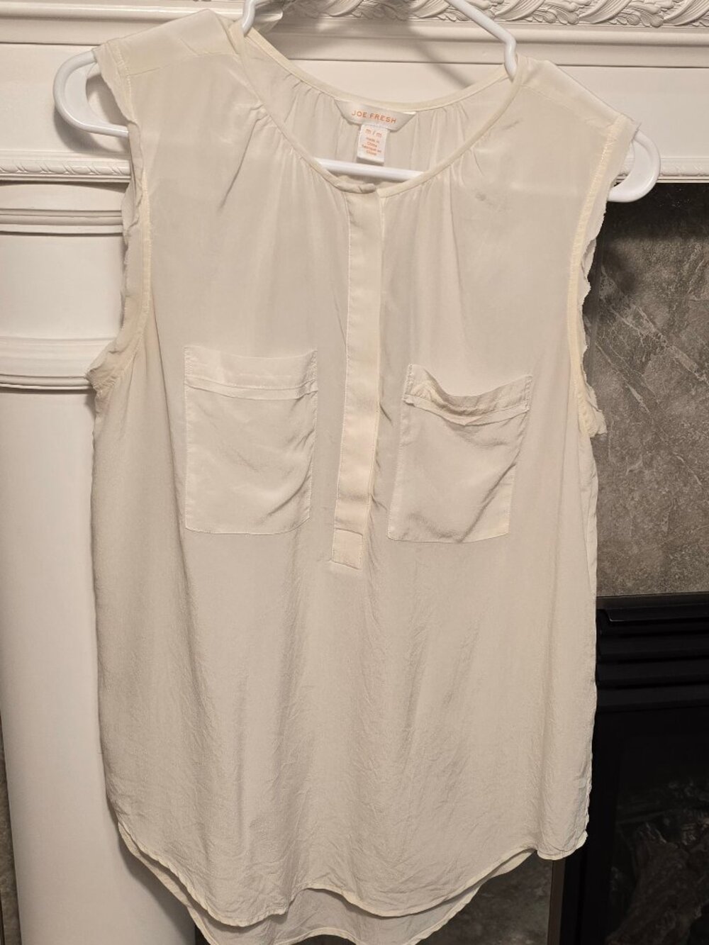 Joe Fresh Ivory Sleeveless Button-Front Blouse - Size Medium